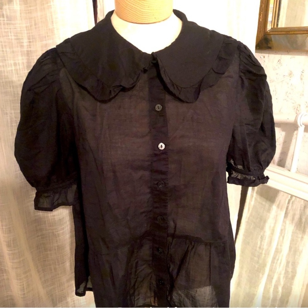 (SOLD) a.n.a See-through coquette blouse 100% cotton - Picture 1 of 3